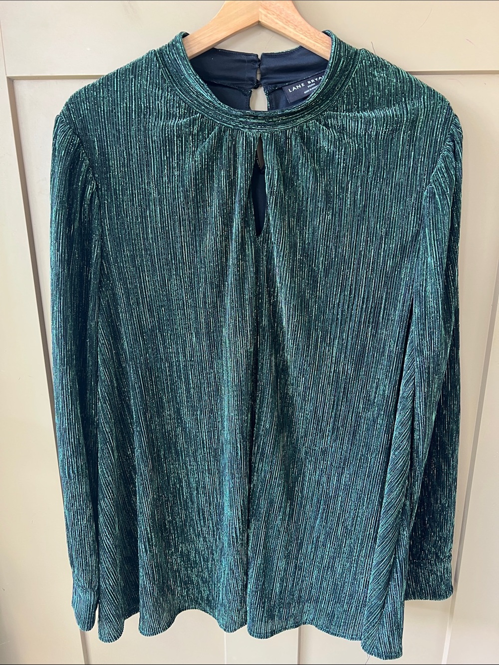 Lane Bryant 22/24 Forrest Green Metallic Mock Neck Evening Blouse Holiday